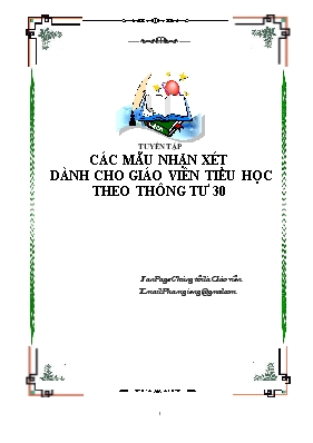 Tuyển tập các mẫu nhận xét dành cho giáo viên tiểu học theo thông tư 30